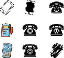 Phone and phone icons set vector