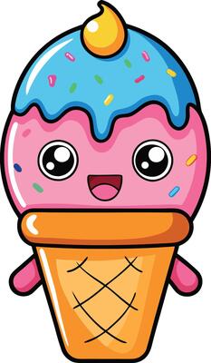 Ice cream cone cartoon clipart