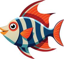 A cartoon fish with red, blue and white stripes vector