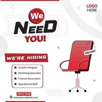 We are hiring job vacancy social media post or square web banner template design vector