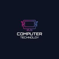 Clean and Modern Computer Technology Logo Design Template vector