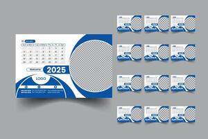 Creative eye-catching Corporate Business Calender 2025 presentation template design vector