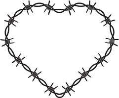 Barbed Wire heart shape frame vector