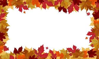 isolated rectangular frame of yellow dry maple autumn leaves. Border for text and lettering. Isolated flat illustration with brown plants for design, greeting card, banner, flyer, sale, poster vector