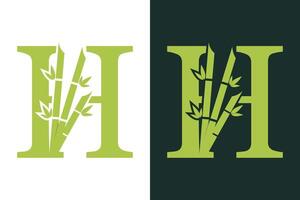 bamboo design with a creative concept of the letter h combination vector