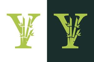 bamboo design with a creative concept of the letter y combination vector