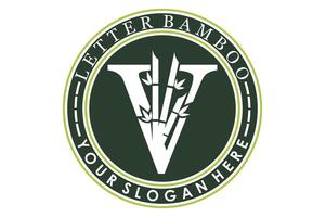 combination of letter v and bamboo design with creative concept vector