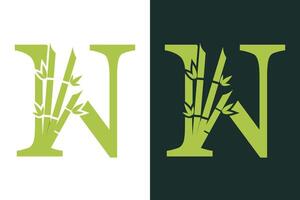 bamboo design with a creative concept of the letter n combination vector