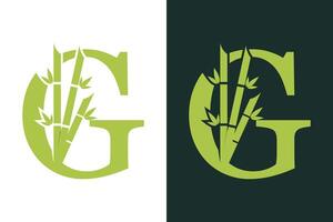 bamboo design with a creative concept of the letter g combination vector