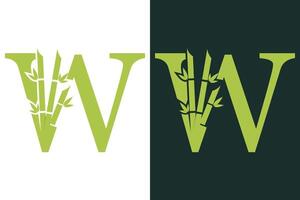 bamboo design with a creative concept of the letter w combination vector