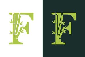 bamboo design with a creative concept of the letter f combination vector