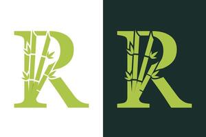 bamboo design with a creative concept of the letter r combination vector