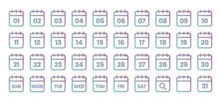 Calendar outline icons set . illustration vector