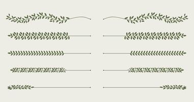 Leaves vines line divider for text layout separator decoration element set. illustration vector