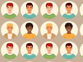 Avatars of happy men. pattern. Flat illustration.Avatars of happy men. pattern. Flat illustration vector