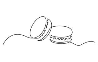 Macaron cookie one continuous line design vector
