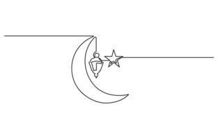 Crescent moon for Ramadan isolated on white background outline art illustration vector