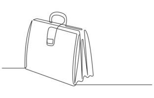 one line continuous Briefcase outline vector