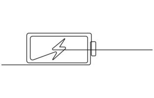 One line drawing of battery full of charge vector