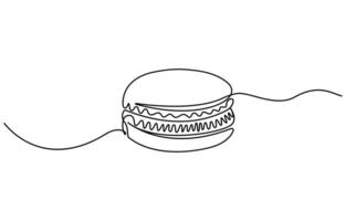 Macaron cookie one continuous line design vector