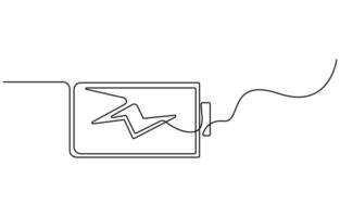 battery charging One continuous line drawing vector