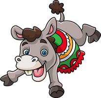Mexican donkey jumping and wearing a colorful blanket vector