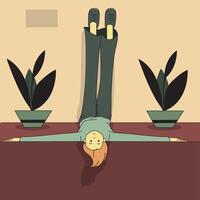 man standing on upside down simple modern flat illustration vector