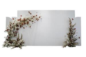 Wedding backdrop red concept with dry flowers and berries isolated on white background,clipping path photo
