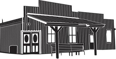 A rustic wooden structure, an old western-style house, shop building or shack vector