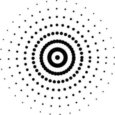 A black and white circle with dots on it