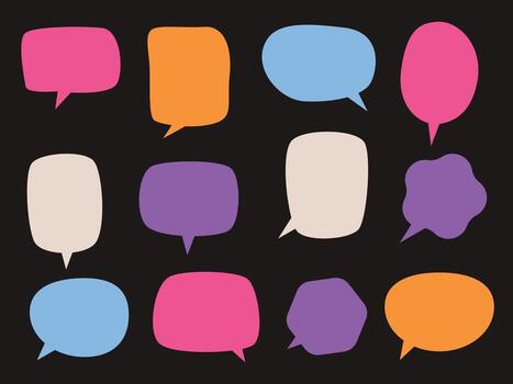 Set of hand drawn blank speech bubbles, chatting or message box concept vector