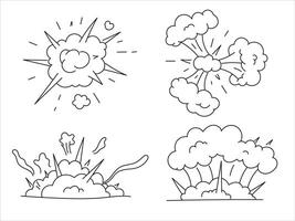 Set of comic explosion. Bomb explosion, Atomic boom or dynamite detonation vector