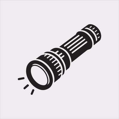 Flashlight Silhouette Illustration on White Background