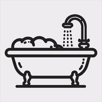 High-Quality Bathtub Silhouette for Design Projects vector