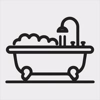 Bathtub Silhouette Illustration Clean Design on White Background vector