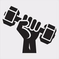 Minimalist Dumbbell Holding Silhouette on White vector
