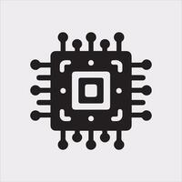Modern Microchip Silhouette White Background for Tech Designs vector