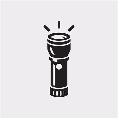 Elegant Flashlight Silhouette Illustration on a White Backdrop