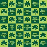saint patricks day shamrock seamless pattern, plaid clover leaves vector