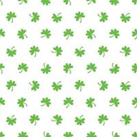 saint patricks day shamrock seamless pattern, green clover leaves on transparent background vector