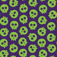 Seamless pattern of cartoon green skull head with purple background, suitable for designing textiles, clothes, fabric, fashion, wrapping paper and others vector