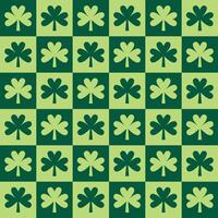 saint patricks day shamrock seamless pattern, plaid clover leaves vector