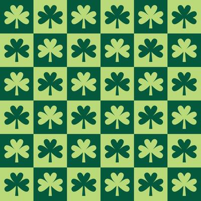 saint patricks day shamrock seamless pattern, plaid clover leaves