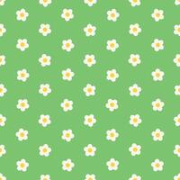 floral seamless pattern in simple style on green background vector