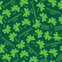 saint patricks day shamrock seamless pattern, seamless pattern of colored clover leaves on a dark green background vector