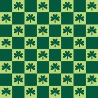 saint patricks day shamrock seamless pattern, simple plaid clover leaves vector