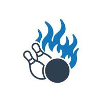 Flaming Bowling Ball Icon on white background vector