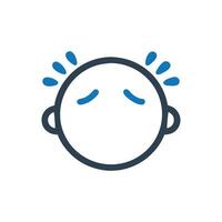 Baby Crying infant with tears icon on white background vector