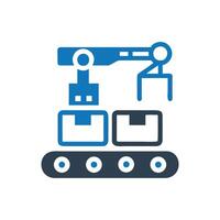 Crane carrying a container icon on white background vector