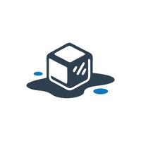 Melting Ice Cube With Puddle Icon vector
